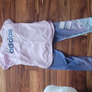 Adidas capris and tee girls sz 10/12